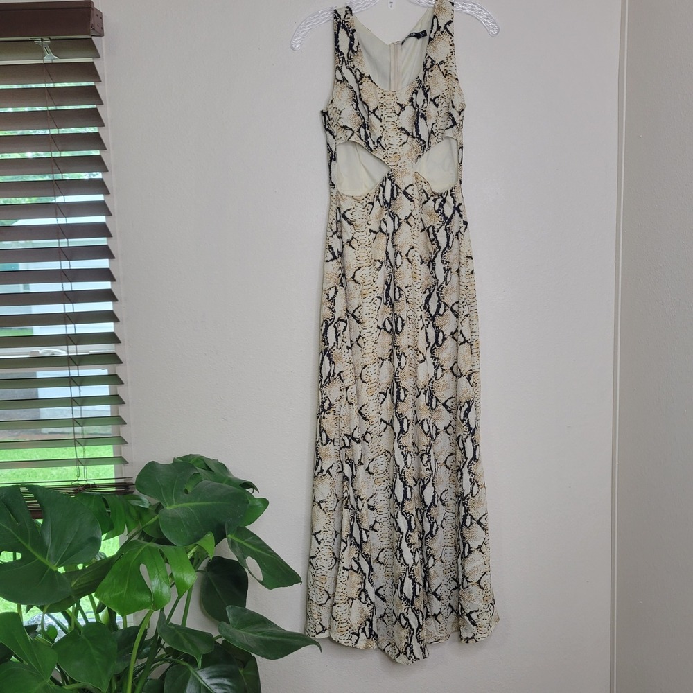 Nasty Gal Snake Cut Out Maxi Dress Sleeveless Animal‎ Print Size 2 New